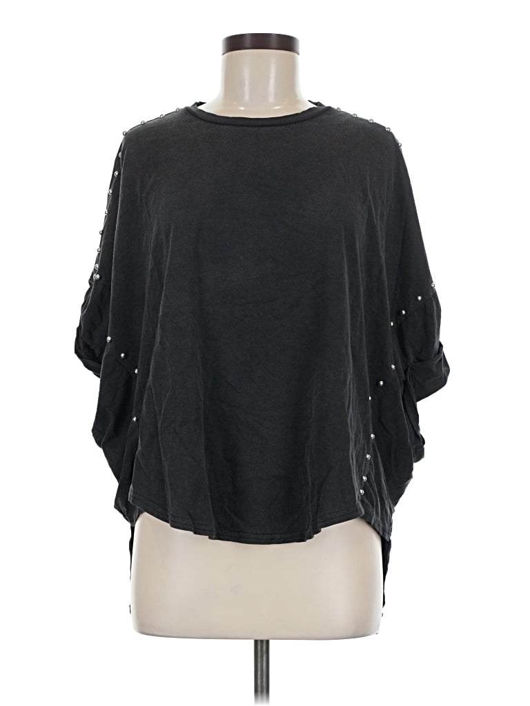 Pre-owned Blue B Short Sleeve Top Black Cold Shoulder Neckline Tops