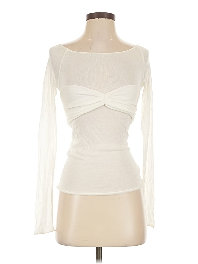 Commense Long Sleeve Top Ivory Sweetheart Neckline Tops