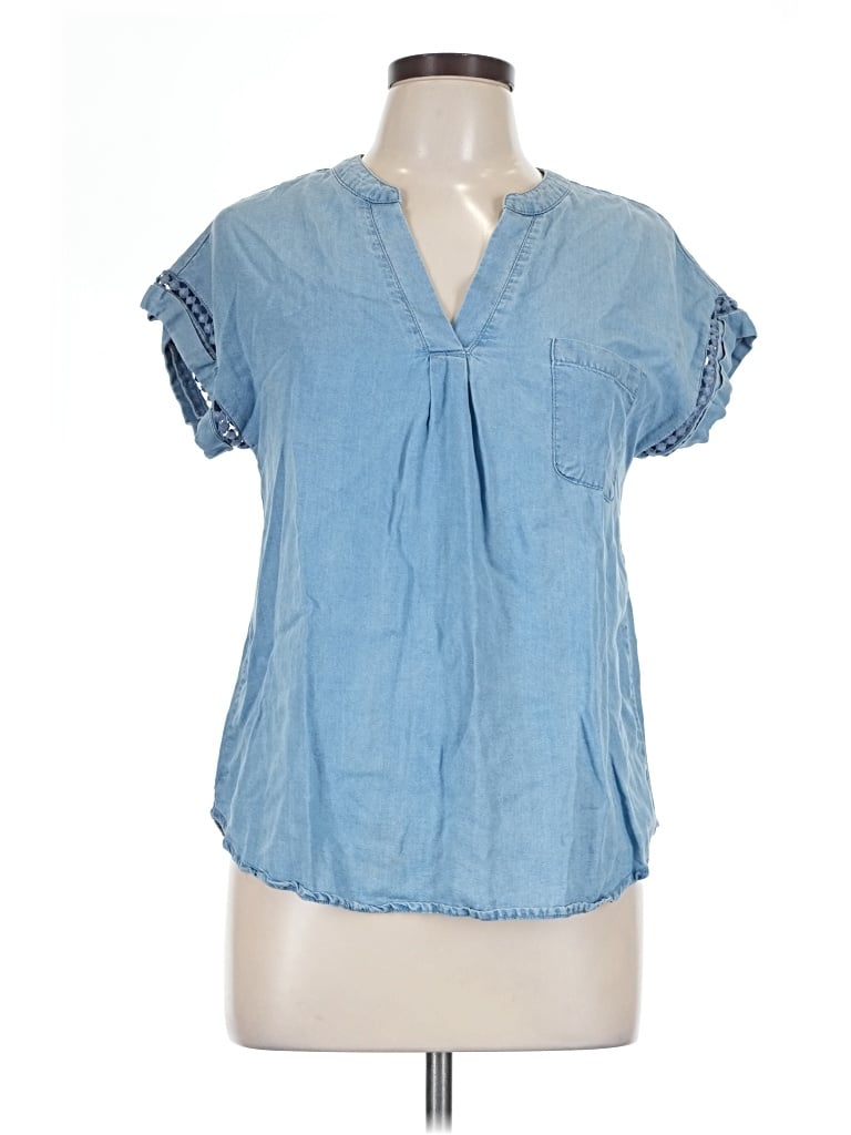 Pre-owned Mine Short Sleeve Blouse In Blue