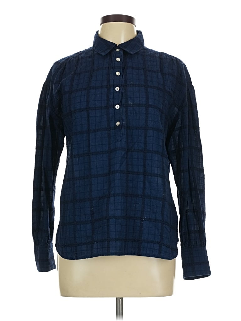Pre-owned Faherty Long Sleeve Button Down Shirt In Blue