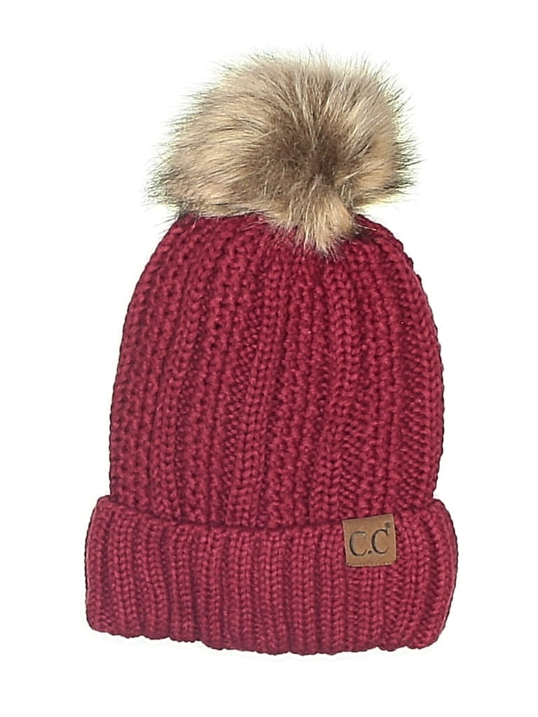 Pre-owned C.c Exclusives Beanie Hat In Burgundy