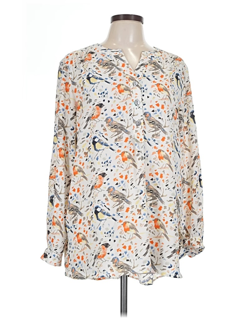 Pre-owned John Mark Long Sleeve Blouse In Ivory