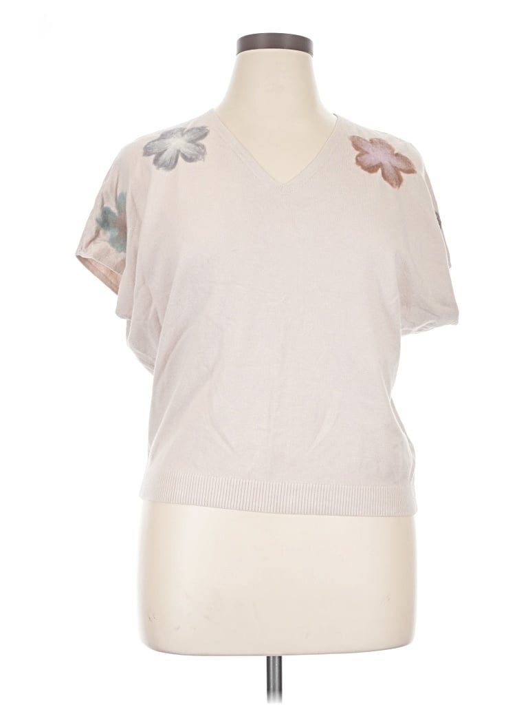 Pre-owned Aaeda Short Sleeve Top Gray V-neck Tops