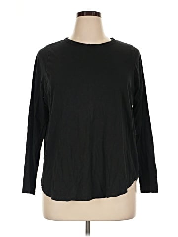 Madewell Plus Whisper Cotton Rib-Crewneck Long-Sleeve Tee in Mulford Stripe (view 1)