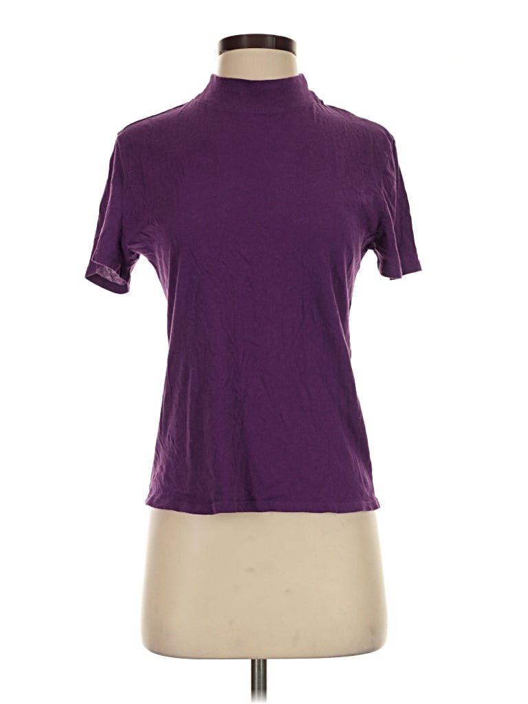 Pre-owned Something Navy Short Sleeve Turtleneck In Purple