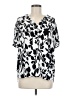 Well Worn Print Silver Short Sleeve Blouse Size M - photo 1