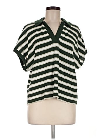 Madewell Relaxed V-Neck Polo Shirt in Stripe (view 1)