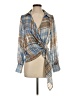 Zara 100% Polyester Blue Long Sleeve Blouse Size XS - photo 1