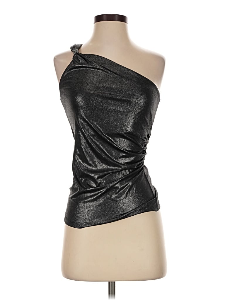 Pre-owned Caché Sleeveless Top Black One Shoulder Neckline Tops