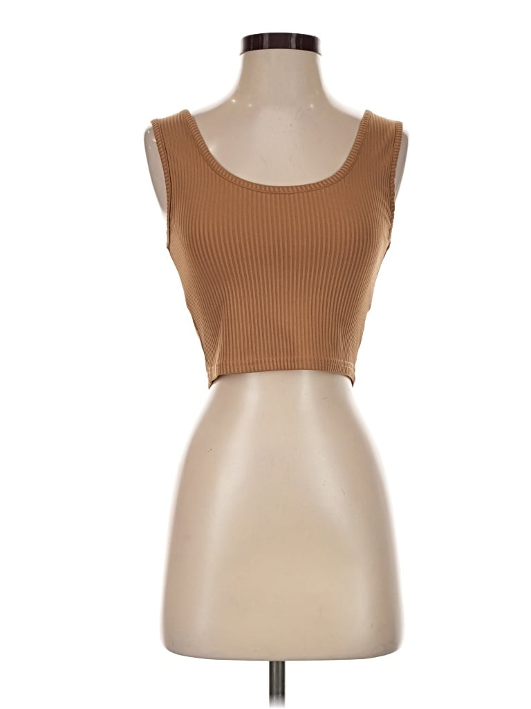Pre-owned Romwe Tank Top Brown Strapless Neckline Tops