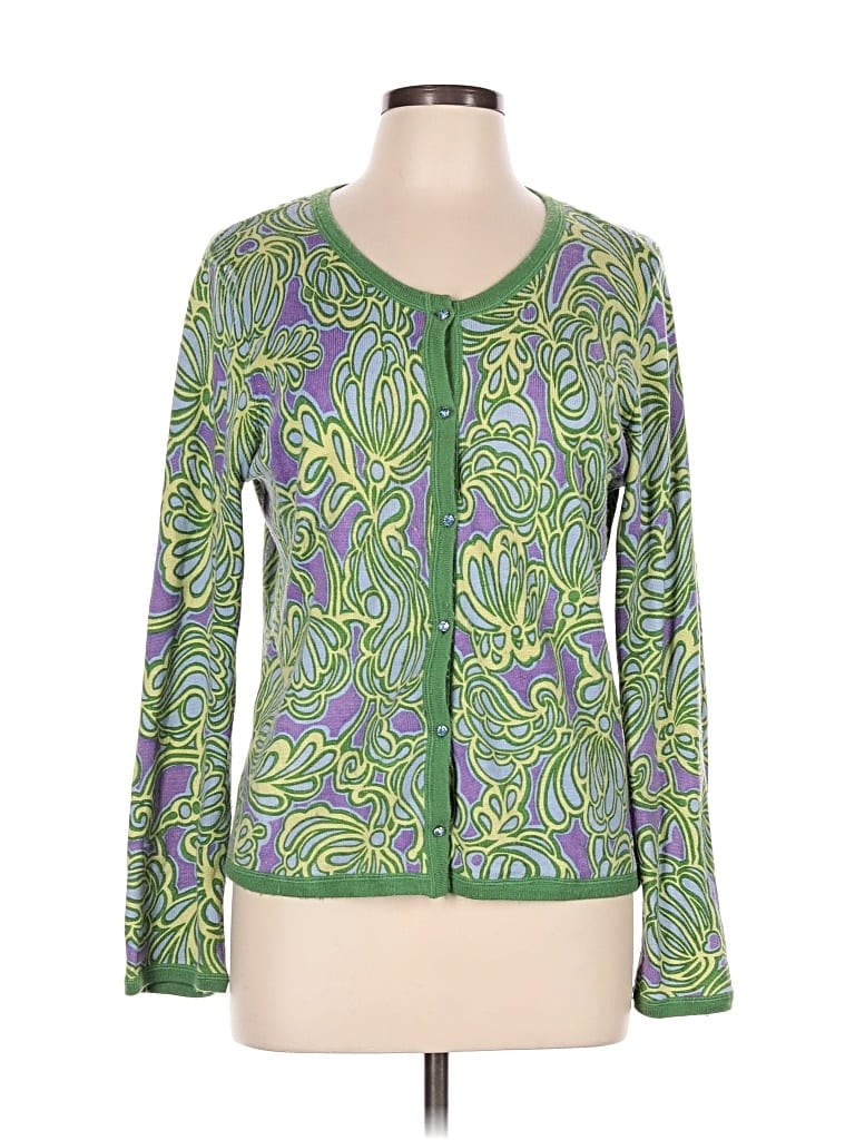 Pre-owned Sigrid Olsen Cardigan Sweater In Green