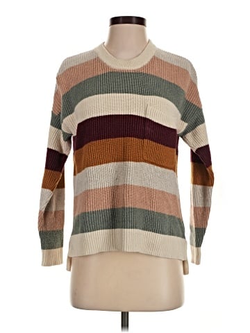 Madewell Thompson Pocket Pullover Sweater in Rainbow Stripe (view 1)