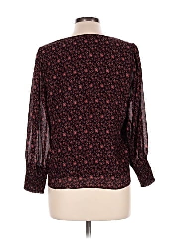 Madewell (Re)sourced Georgette Smocked-Cuff Button-Front Top in Orchard Floral (view 2)