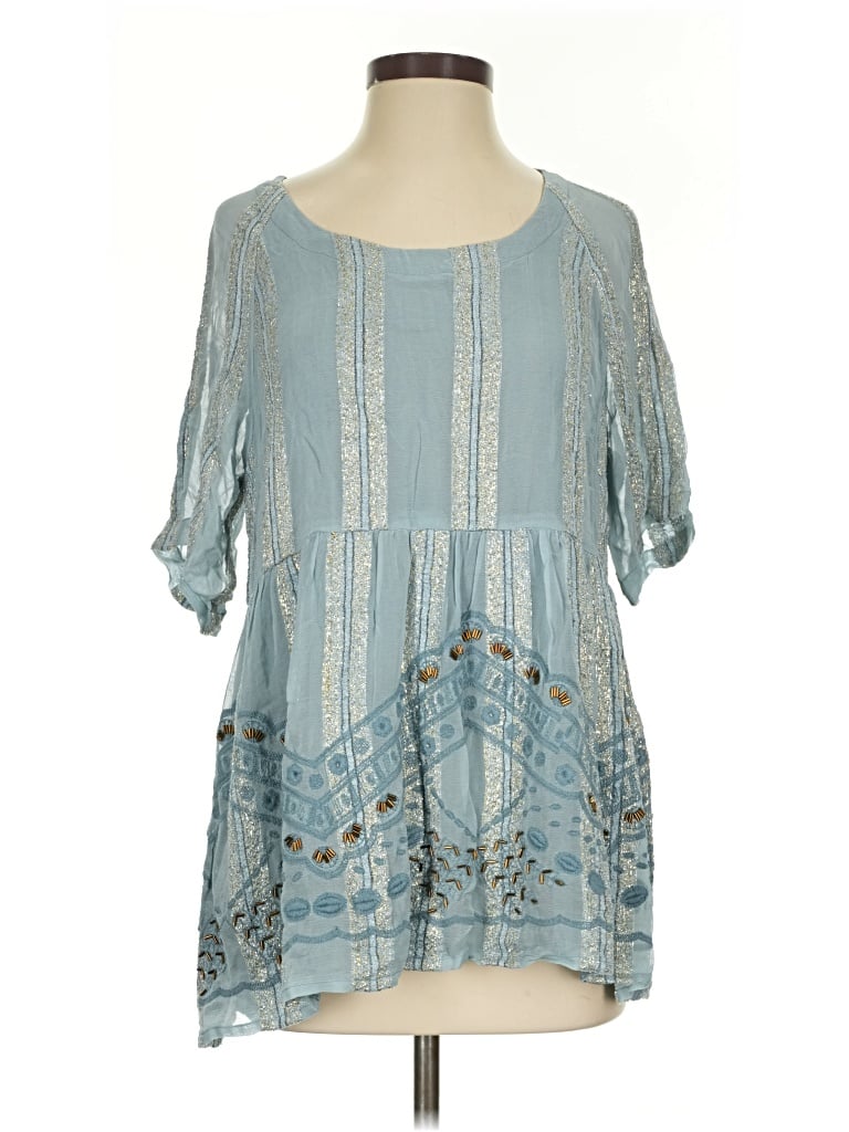 Pre-owned Raga Short Sleeve Blouse In Blue