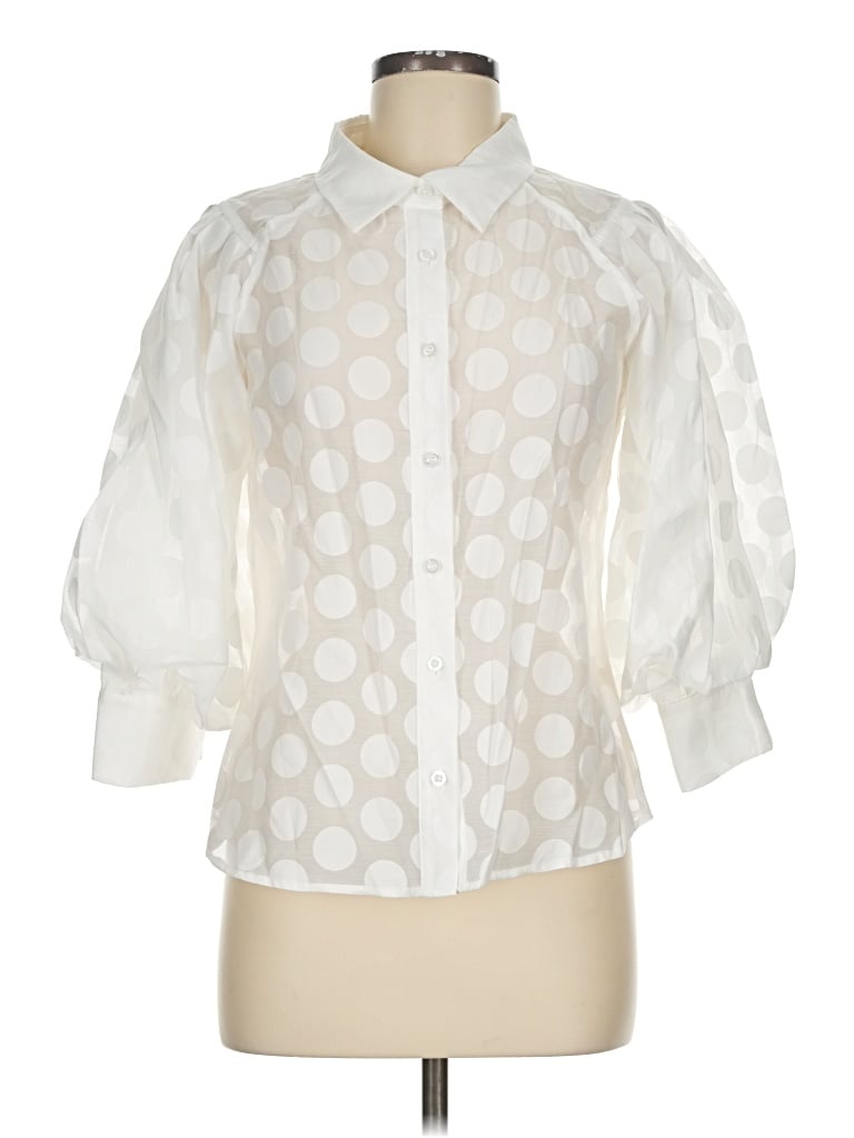 Pre-owned Gracia 3/4 Sleeve Blouse In Ivory