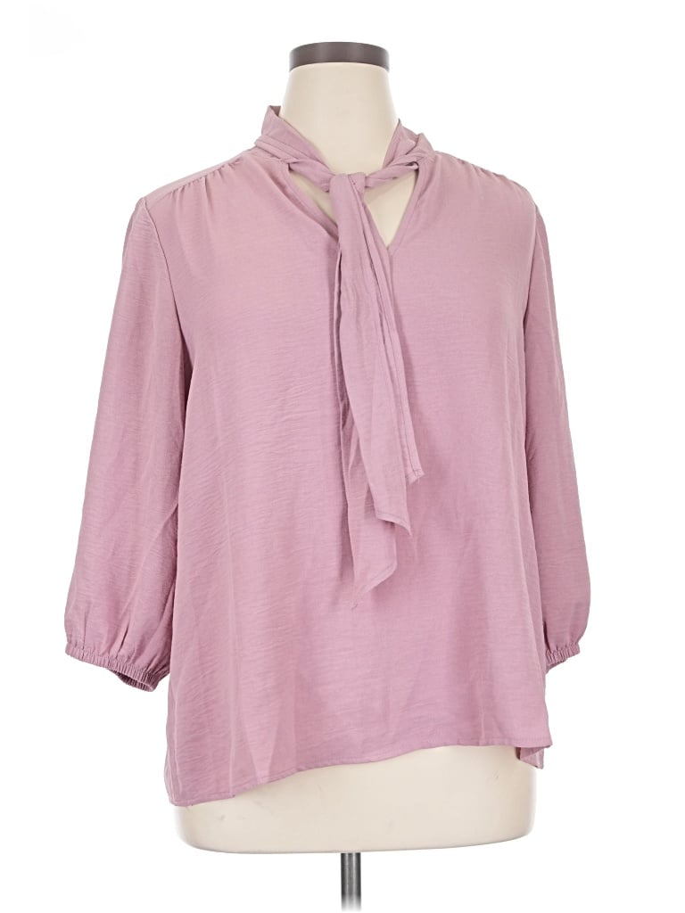 Pre-owned Willi Smith 3/4 Sleeve Blouse In Purple