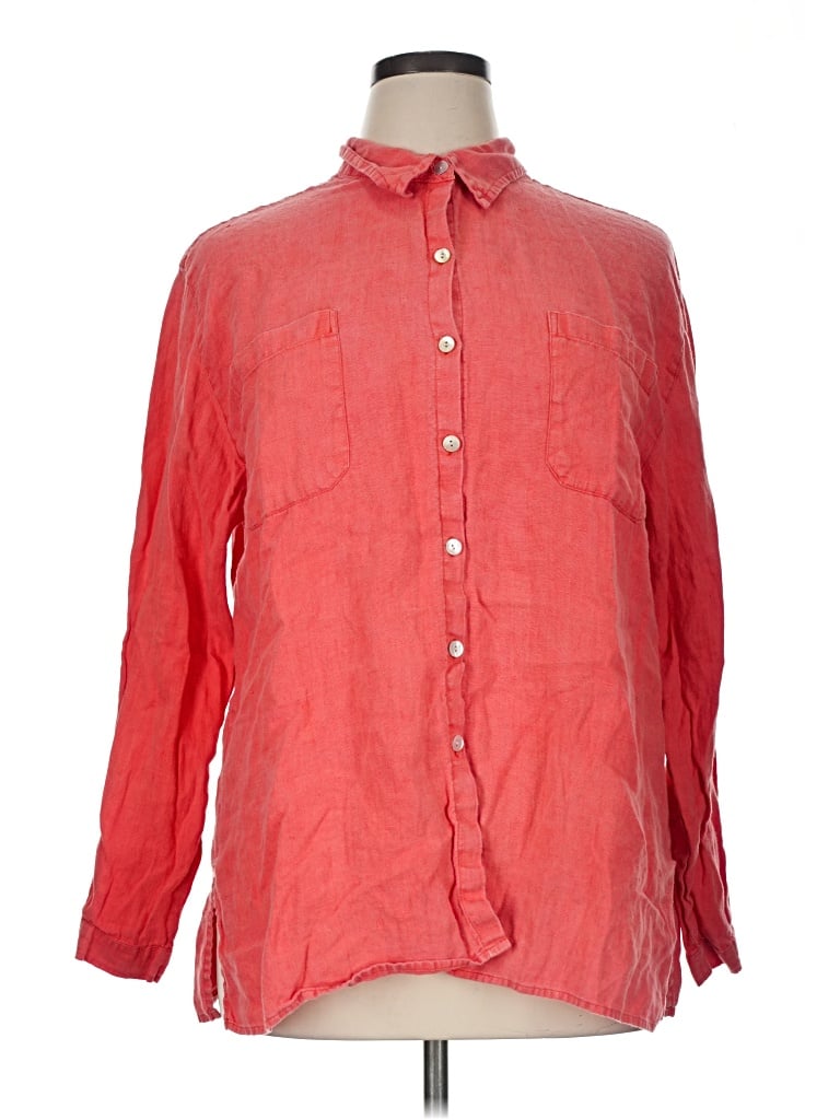Pre-owned Chico's Design Long Sleeve Button Down Shirt In Red