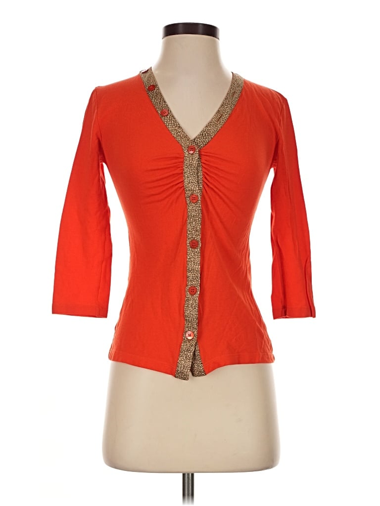 Pre-owned Borbonese 3/4 Sleeve Top Orange Sweetheart Neckline Tops