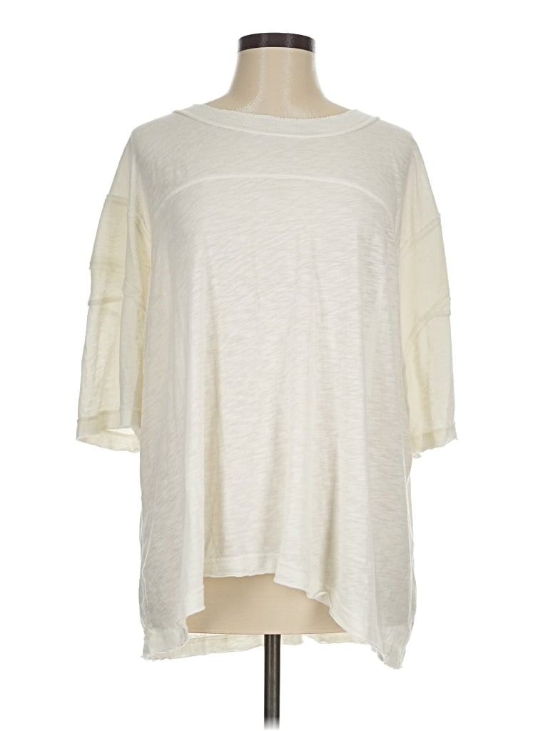 Pre-owned Fp Movement 3/4 Sleeve Top Ivory Boatneck Tops