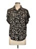 Fred David Animal Print Black Short Sleeve Blouse Size L - photo 1