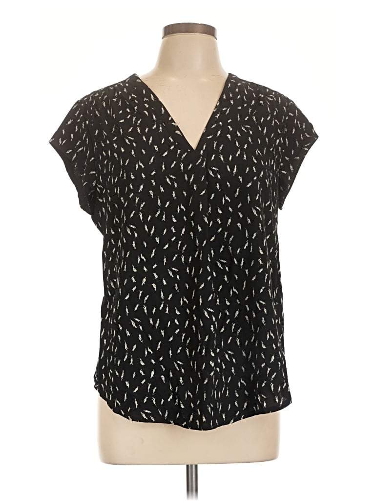 Pre-owned Monday Fun Short Sleeve Blouse In Black