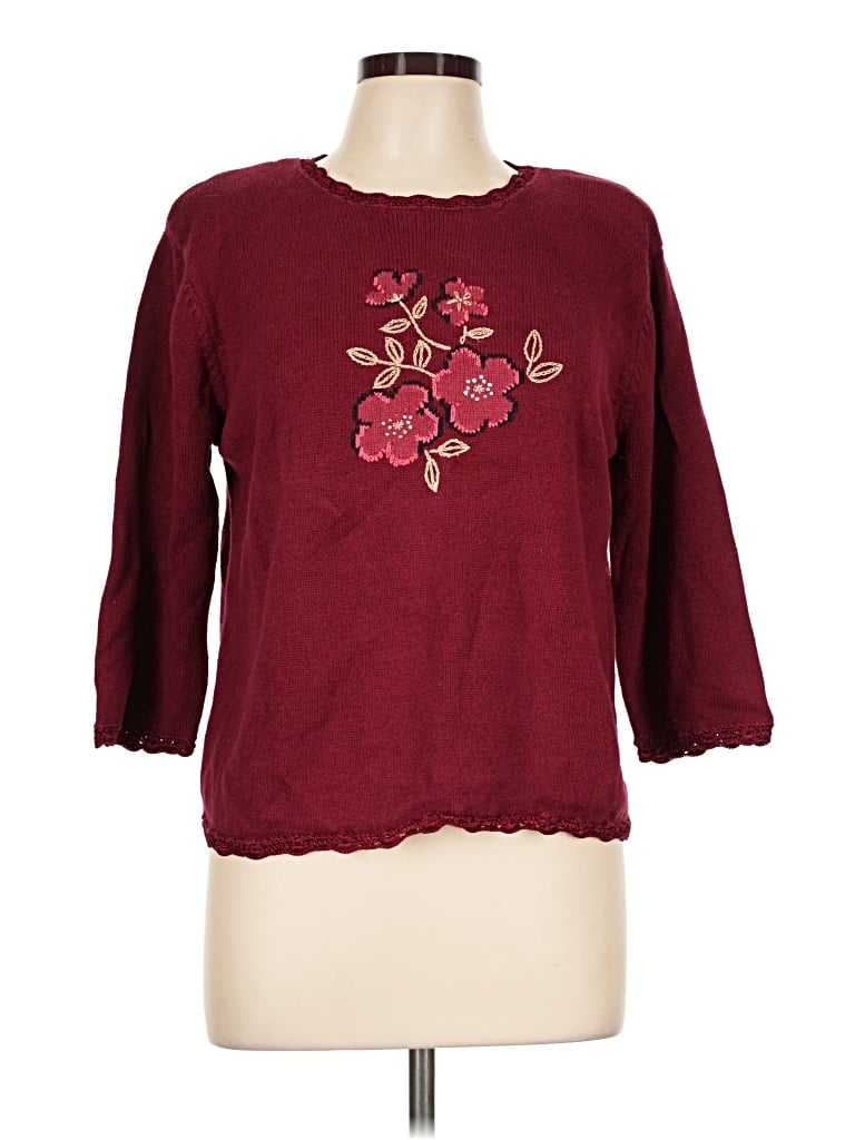 Pre-owned Christopher & Banks Pullover Sweater In Burgundy
