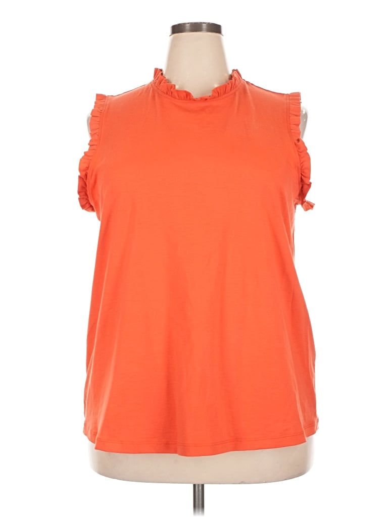 Pre-owned Universal Standard Sleeveless Top Orange Cold Shoulder Neckline Tops