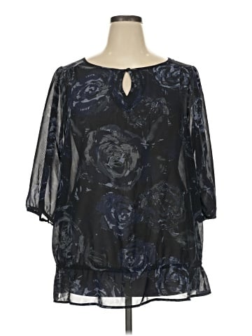 Just My Size 3/4 Sleeve Blouse (view 1)