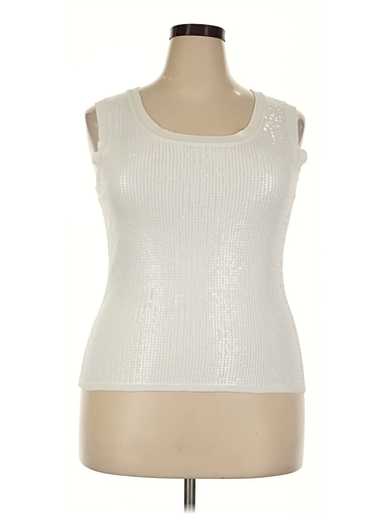 Pre-owned Doncaster Collection Sleeveless Top Ivory Scoop Neck Tops