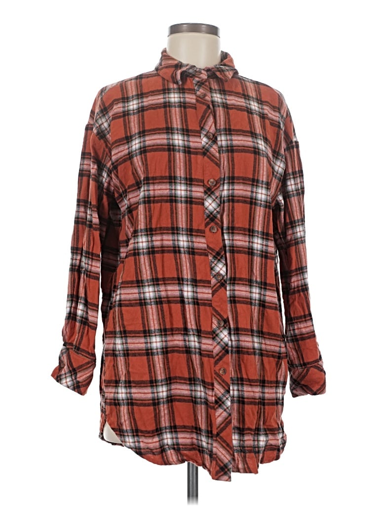 Pre-owned Timing Long Sleeve Button Down Shirt In Orange