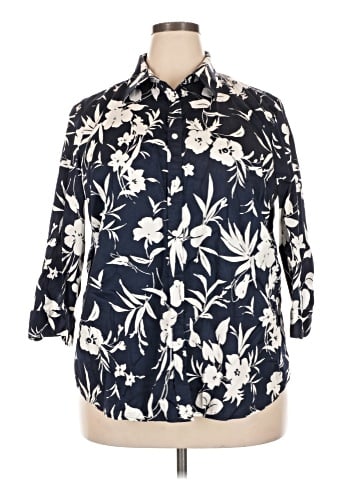 Lauren by Ralph Lauren 3/4 Sleeve Button-Down Shirt (view 1)