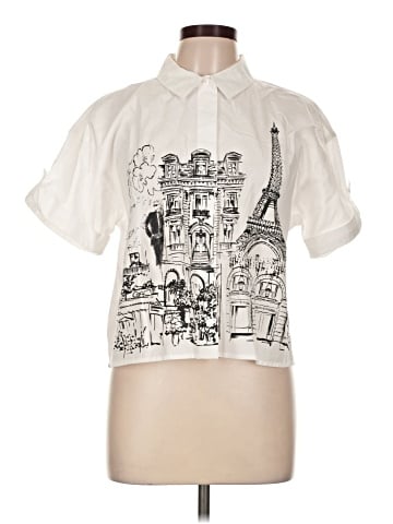 Karl Lagerfeld Paris Short Sleeve Blouse (view 1)