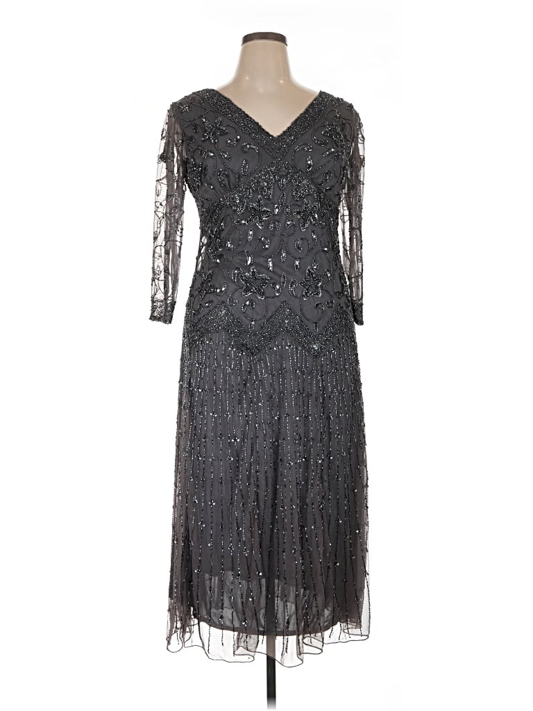 Pre-owned Jkara Cocktail Dress In Gray