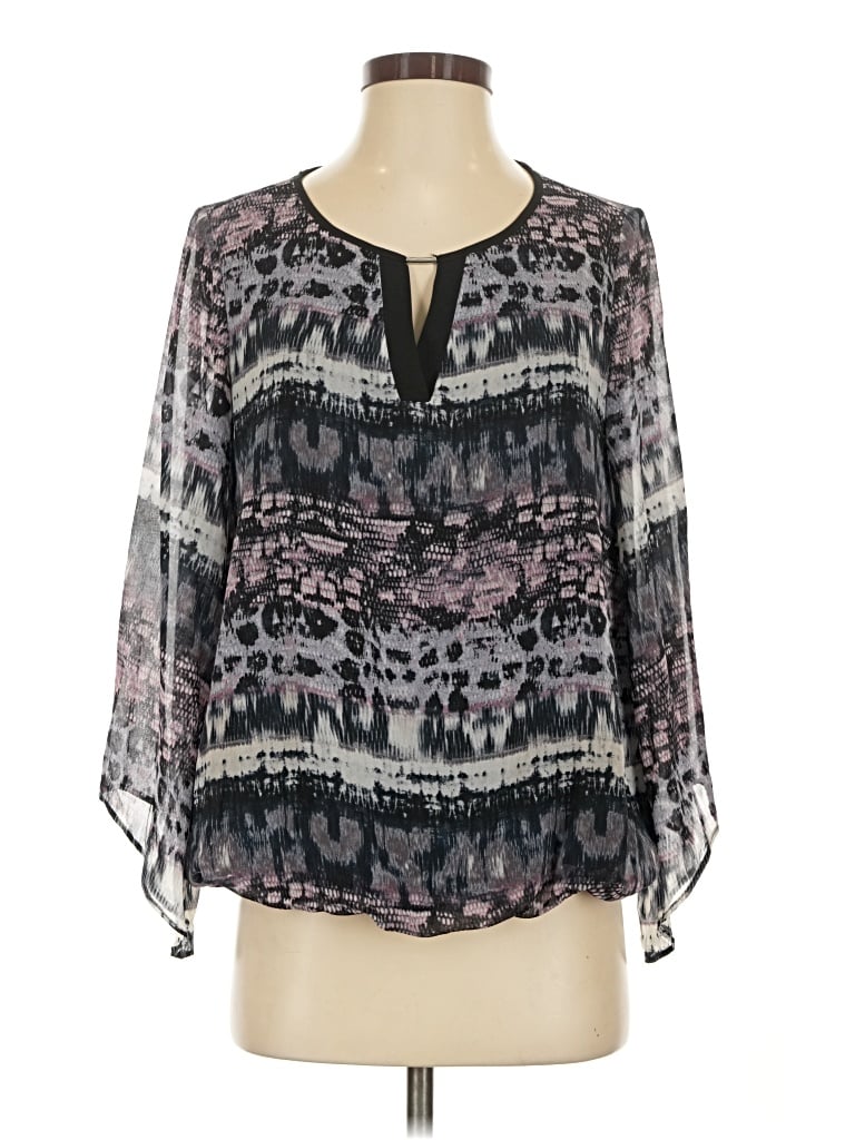 Pre-owned John Paul Richard 3/4 Sleeve Blouse In Gray
