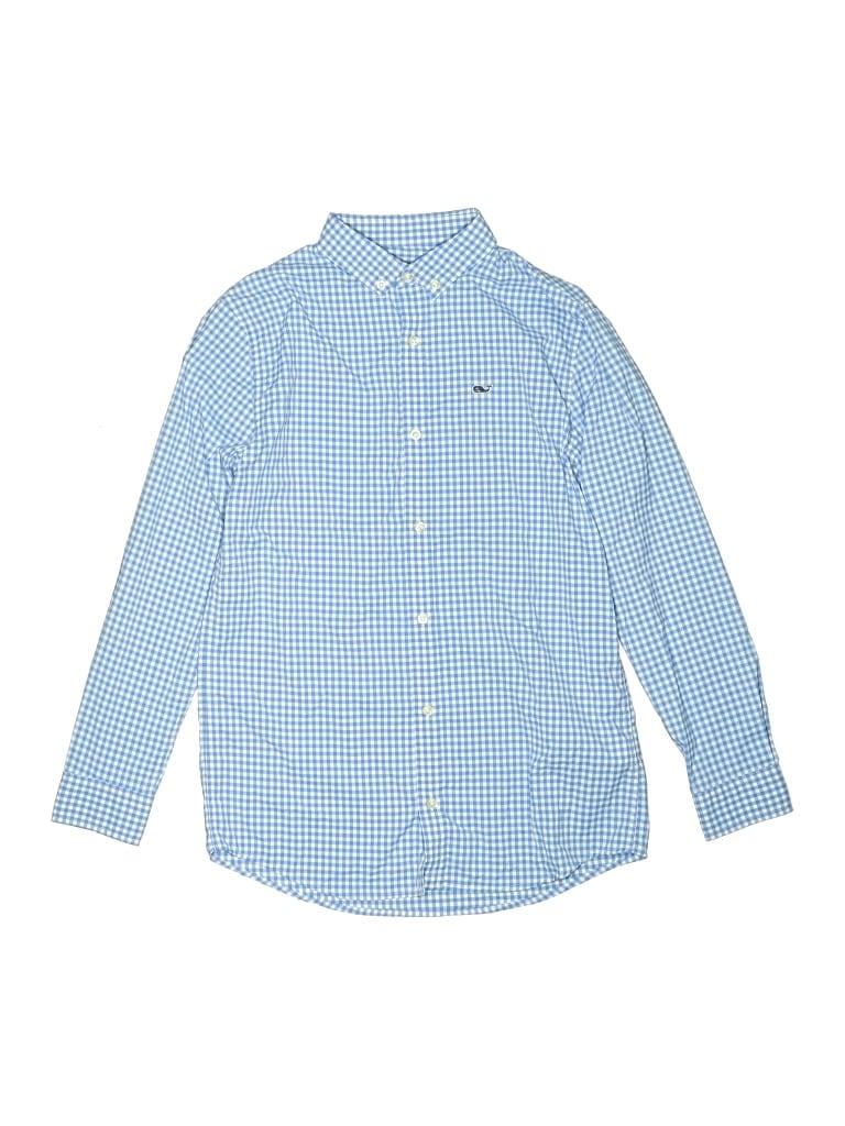 Pre-owned Vineyard Vines Performance Kids' Long Sleeve Button Down Shirt In Blue