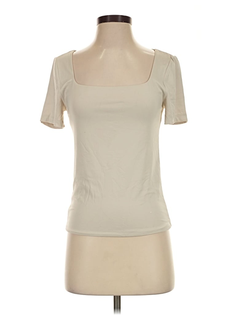 Pre-owned Loft Versa Short Sleeve Turtleneck In Ivory