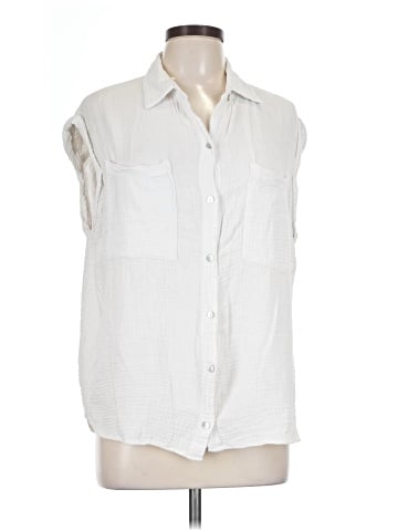 Red Haute Sleeveless Button-Down Shirt (view 1)