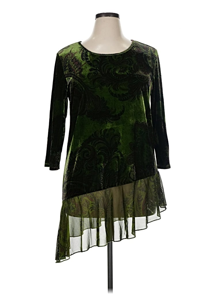 Pre-owned One World 3/4 Sleeve T-shirt In Green