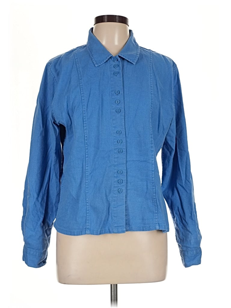 Pre-owned Christopher & Banks Long Sleeve Blouse In Blue