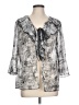 Christopher & Banks 100% Polyester Silver Black 3/4 Sleeve Blouse Size L - photo 1