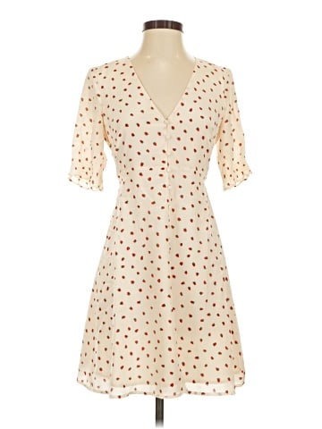 Madewell Silk Clover Button-Front Dress in Fresh Strawberries (view 1)