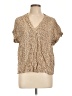 Gap 100% Rayon Animal Print Tan Short Sleeve Blouse Size L - photo 1