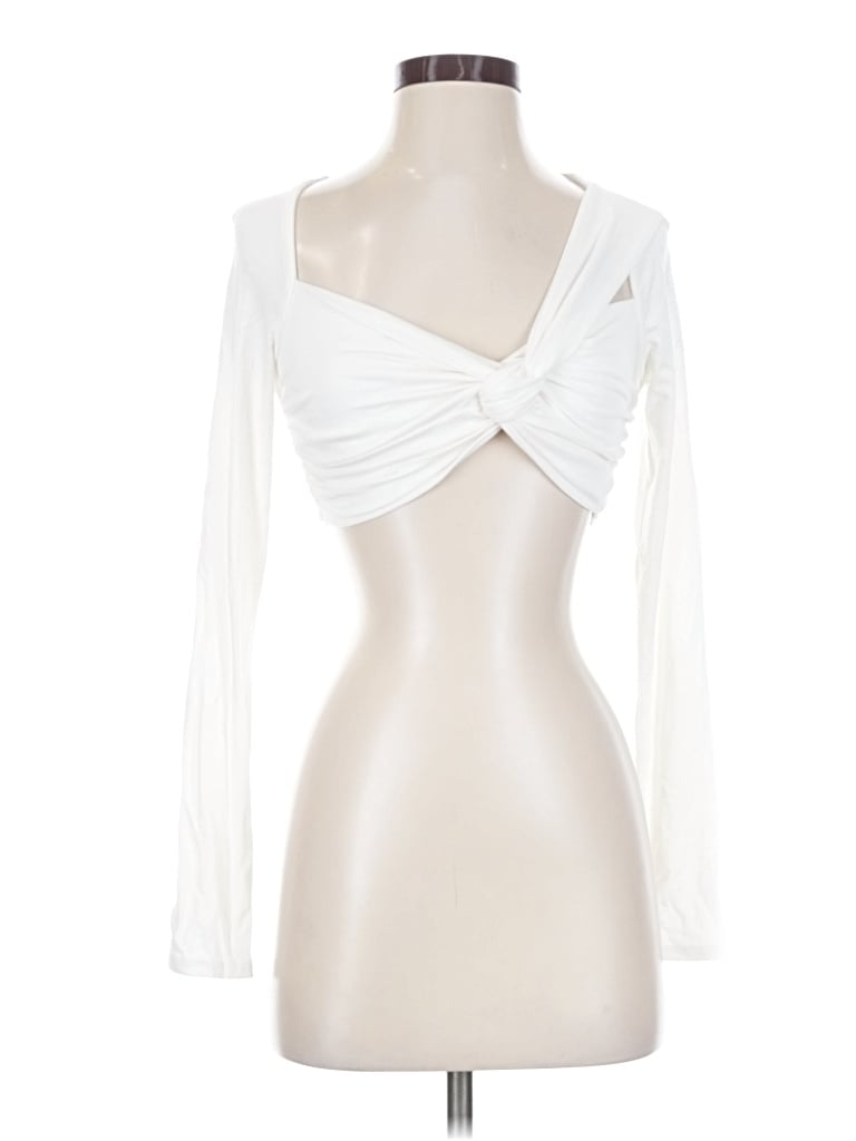 Pre-owned Emory Park Long Sleeve Top White Sweetheart Neckline Tops