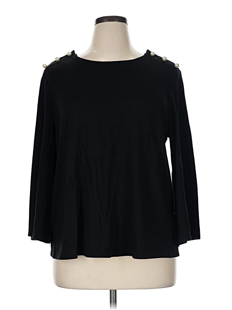 Pre-owned C Established 1946 3/4 Sleeve Top Black Boatneck Tops