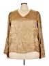 Unbranded 100% Polyester Metallic Gold Long Sleeve Blouse Size 4X - photo 1