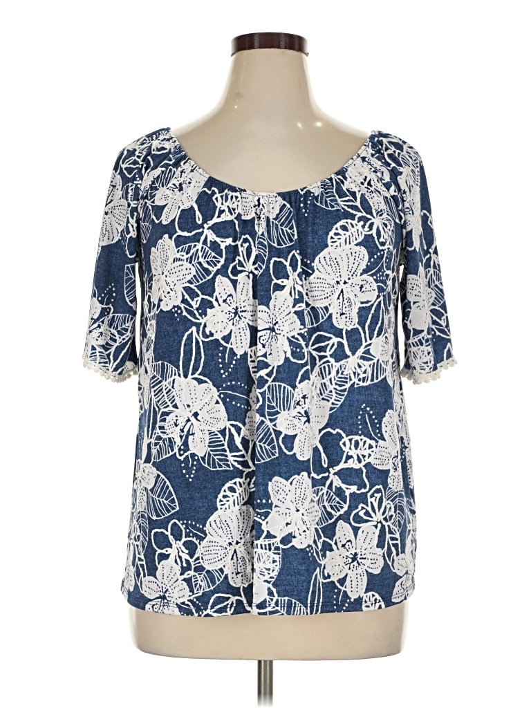 Pre-owned Sjs Short Sleeve Blouse In Blue