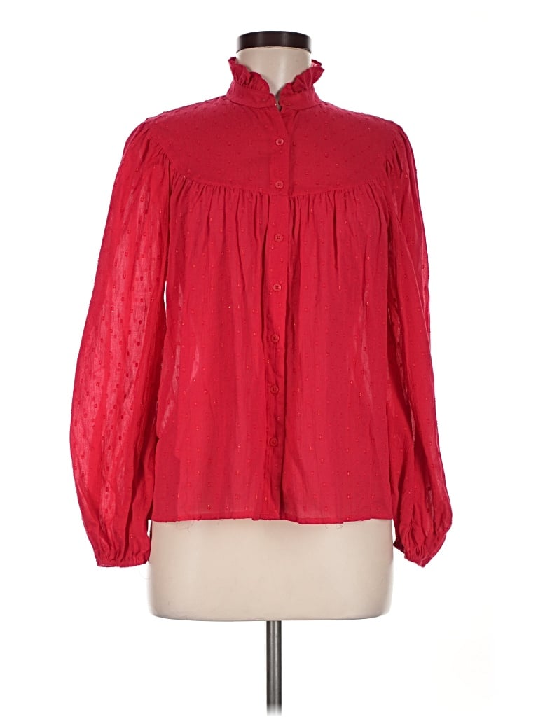 Pre-owned Chaps Long Sleeve Blouse In Red