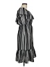 Aqua 100% Polyester Stripes Gray Casual Dress Size M - photo 4