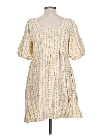 Madewell Square-Neck Puff-Sleeve Dress in Jacquard Stripe (view 2)