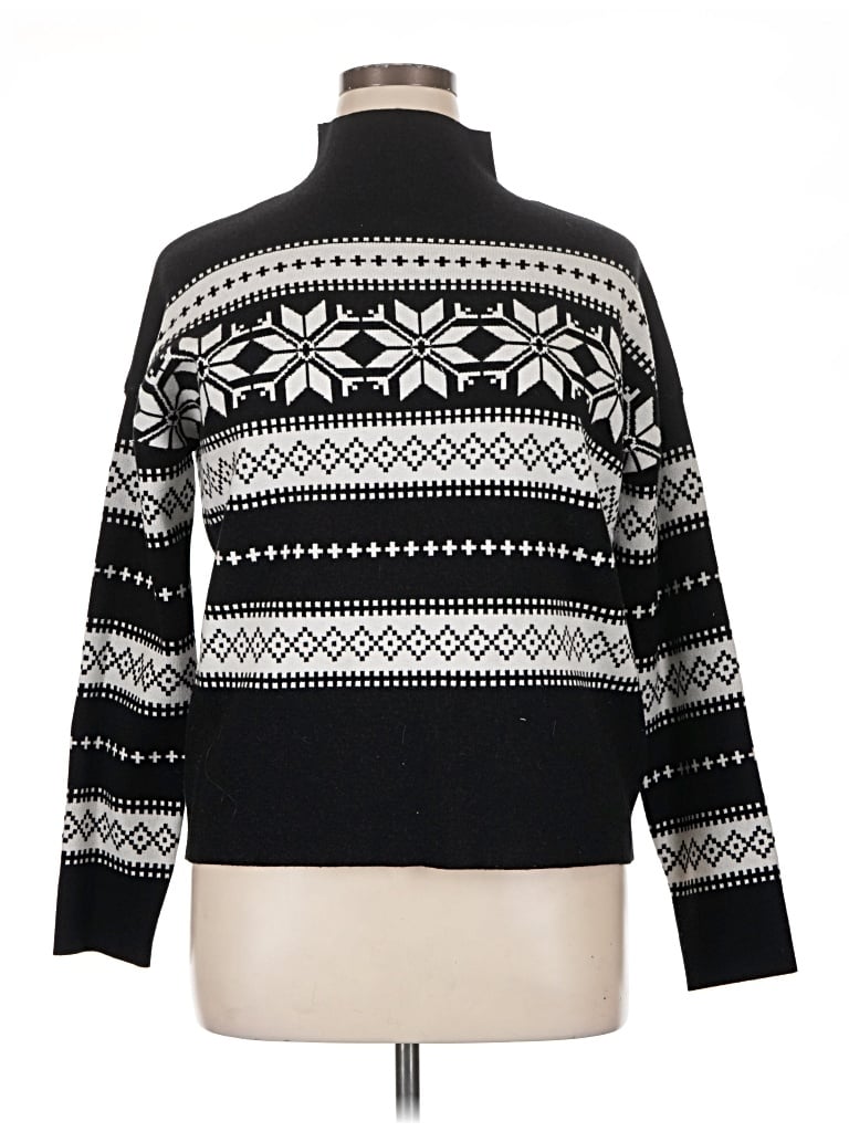Pre-owned Nicole Miller Turtleneck Sweater In Black